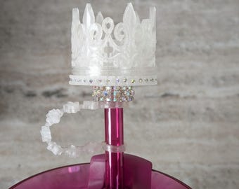 Rhinestone Crown Straw Cap Cover for Stanley Tumbler Accessories for Lid Topper Decor Cup Bling Princess Queen Crown Fluer de Lis