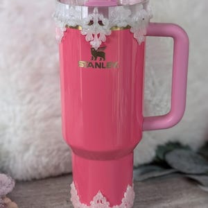 Regal Floral Lace Bangle OR Boot for Stanley Tumbler Accessories for Lid Topper Decor Cup Protective Sleeve, Flower Fancy Royal Rococo