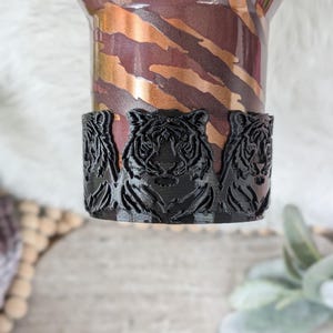 Tiger Tumbler Boot 30oz or 40oz Stanley Tumbler Sleeve 3D Printed Protective Boot Black Tiger Print Assessory Decor Animal Tiger Print