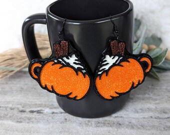 Pumpkin Spice Latte 3D printed Earrings, Hand Painted, Unique Statement Earrings, Halloween Party Jewelry, Trick or Treat gift