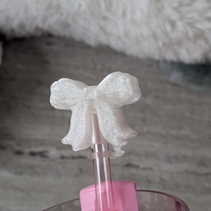 Translucent Clear White Coquette Ribbon Bow Straw Cap Cover for Stanley Tumbler Accessories for Straw Topper Decor Cup 10mm Straw Buddy
