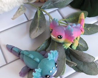 Glow in the Dark Articulated Baby Axolotl, 3D Printed Fidget Toy, Stress Reliever Toy, ADHD Fidget, Articulated Desk Toy, Cute Kawaii