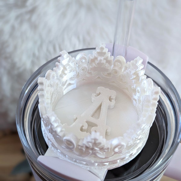 Crown Lid tag plate for Stanley Tumbler Topper, Stanley Topper, Stanley Accessory, 40oz, 30, or 64oz 3D printed tumbler top, Gift for her