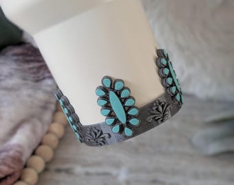 Turquoise Squash Blossom Tumbler Boot for Stanley, Tumbler Sleeve, 3D Printed, Protective Boot, Western Cowgirl Country, Concho Jewelry