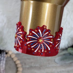 Fireworks Boot for Stanley Tumbler Accessories for Cup Decor Protective Sleeve, Red White and Blue boot, 4th of July Fireworks 3D printed
