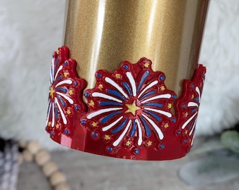 Fireworks Boot for Stanley Tumbler Accessories for Cup Decor Protective Sleeve, Red White and Blue boot, 4th of July Fireworks 3D printed