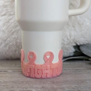 Pink Cancer Fighter Ribbon Tumbler Boot, Tumbler Sleeve, Tumbler Sleeve 3D Printed Stanley, Simply Modern, 14 30 40 Stanley Boot, 32oz Owala