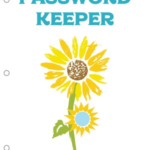 Sunflower Password Keeper PDF - Password Keeper Download - Password Tracker - Password Digital Template
