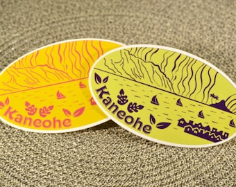 Kaneohe Stickers Pair - Kaneohe Decal Pair - Kaneohe Town Decal - Kaneohe Town Sticker - Hawaiian Decal