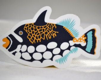 Clown Triggerfish 3" Sticker, Triggerfish Sticker, Reef Fish Sticker, Reef Fish