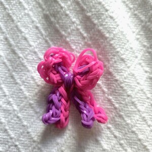 Pink and purple neon bow with a loop for a keychain