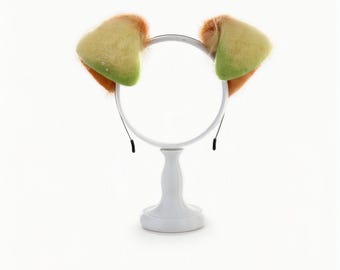 Diadema con orejas de cachorro de mango, cosplay de perro fruta kawaii, accesorio Kemonomimi colorido, orejas de animales de piel sintética, equipo Therian, orejas articuladas