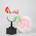 Strawberry Dog Ears & Tail Set – Handmade Furry Canine Costume for Cosplay Convention, Kawaii Kemonomimi ears and tail, Therian gear