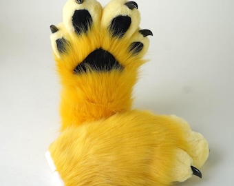 Fursuit paws, ręcznie robione rękawiczki Paws, Furry Paws, puszysty, częściowy kostium futrzanego kostiumu, futrzane, 4-palczaste rękawiczki na cosplay i imprezy tematyczne