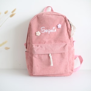 Sac à dos à couches pour tout-petit | Sac en coton personnalisé pour bébé avec prénom | Pack de voyage brodé | Mini sac personnalisé pour enfants | cadeau fête des mères