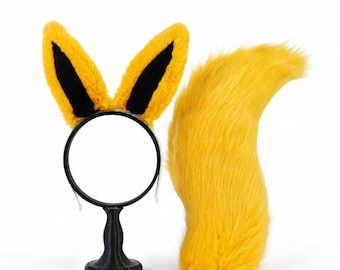 Pikachu öron och svansset, keimono mimi, neko mimi Anime Cosplay, fuskpälsband, Kemonomimi öron, Therian Gear, present till storasyster