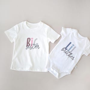 Matching Sibling Shirts, Personalized Baby Girl Boy Onesie, Cute Announcement Kids Shirt, matching toddler baby set, Big Sister, Lil Brother