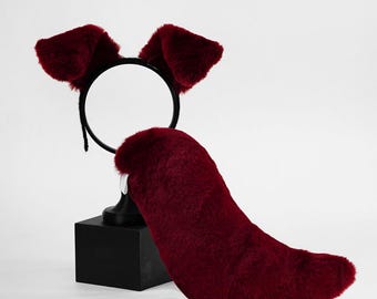 Floppy Puppy Ears and Tail Set, Dog Cosplay ears, Therian tails, Fluffy Dog Cosplay Accessory, Faux Fur ears, Therian Gear, Pet Play Gear