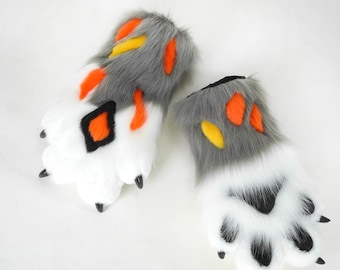 Handmade Fursuit Paws, Custom 4-Finger Toony Cosplay Gloves, Wolf Cosplay Prop, Child Cosplay Gift, Animal Mascot Hands, furry convention