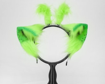 Alien Cat Ears headband, Faux Fur Headband, kemonomimi, Kawaii Cosplay Accessory, Ears head for Convention,  Kemono Fursuit Parts, Pet Play