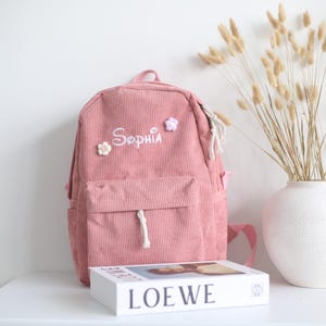 Sac à dos personnalisé en velours côtelé, sac à dos personnalisé avec nom brodé, cartable pour enfants, cadeau d'anniversaire pour enfants