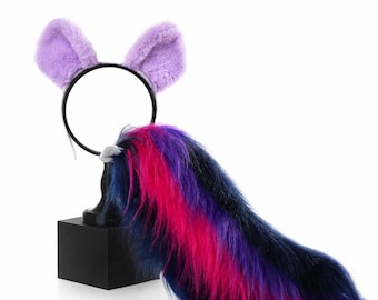 Magical Pony Cosplay Set, Purple Unicorn Ears and Tail, Twilight Character Costume Prop, Anime Convention Headband, Fan Event Dress Up