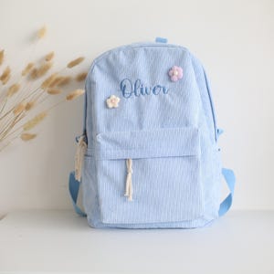 Sac à dos personnalisé en velours côtelé, sac à dos personnalisé avec nom brodé, cartable pour enfants, cadeau d'anniversaire pour enfants