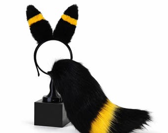 Ears and Tail Set, Handmade Anime ears, Halloween Gift, therian ears, Kawaii Set, Kemonomimi ears, Therian Gear, Anime Cosplay Prop