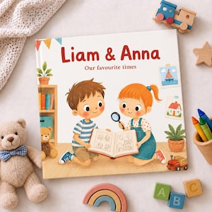 Livre de souvenirs personnalisé pour frères et sœurs, livre d'histoires personnalisé avec les noms de deux enfants, souvenir de nos meilleurs moments, cadeau de Noël pour enfants