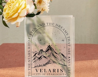 Vaso a forma di libro in acrilico Velaris, vaso a forma di libro "To The Stars Who Listen", vaso a forma di libro ispirato ad Acotar, decorazione per mensola Night Court