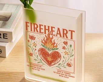 Vintage Fireheart Book Vase, Throne of Glass Gift, Aelin Galathynius Inspired Decor, Fantasy Bookish Acrylic Vase, SJM Book Vase