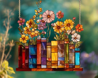 Blumenbuch ACRYLIC Sonnenfänger, Fensterbehang Blumen, Geschenk für Buchliebhaber, Sonnenfänger Sonnenfänger, Geschenke für Leseratten