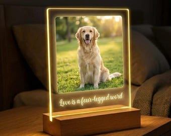 Personlig nattlampa för hundminne, LED-lampa för husdjursfoto, gåva för medkänsla vid förlust av hund, minneslampa för husdjur