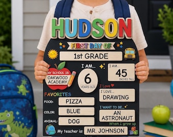 Custom First Last Day School Sign, Back to School Sign, Kindergarten 1st Day of School Sign, First Day Wooden School Board,School Photo Prop