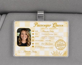 Custom Passenger Queen Car Visor Clip, Car Accessories Owner Gift for Boyfriend, Wife Photo Car Visor, Car Decor Gift for Husband