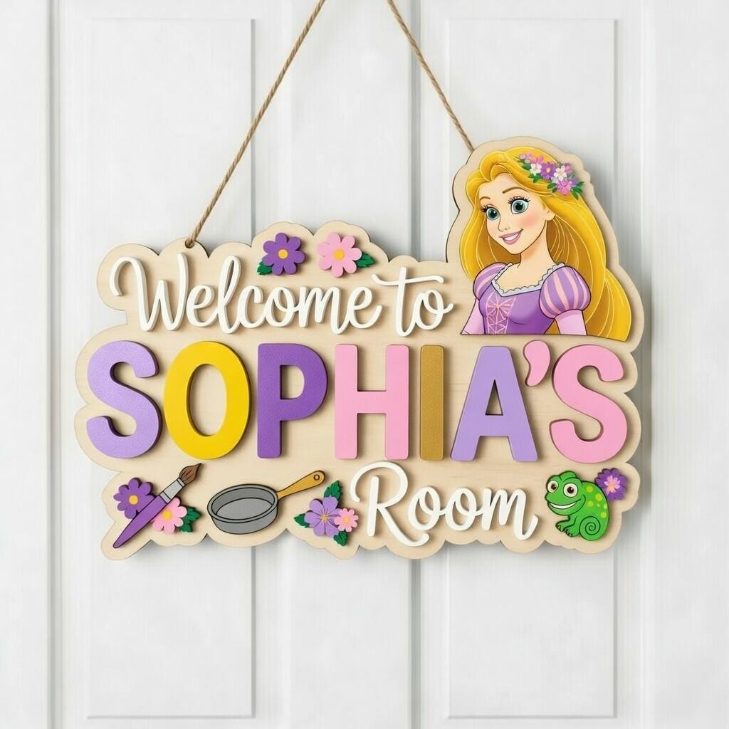 Personalized Rapunzel Room Sign, Custom Name Tangled Door Hanger ...