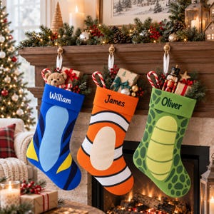 Personalized Finding Nemo Christmas Stocking, Nemo Dory Crush Character Stocking, Custom Name Disney Pixar Holiday Mantel Decor, Kids Gift