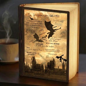 Lámpara de libro Dragón de Cuarta Ala, Lámpara de libro LED Colegio de Guerra Basgiath, Lámpara de libro plegable, Luz nocturna decorativa