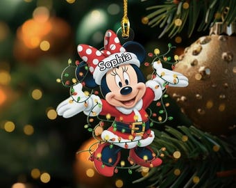 Decorazione natalizia personalizzata di Minnie Mouse, decorazione Disney Minnie, ricordo del viaggio Disney 2025, regalo di Natale Disney World