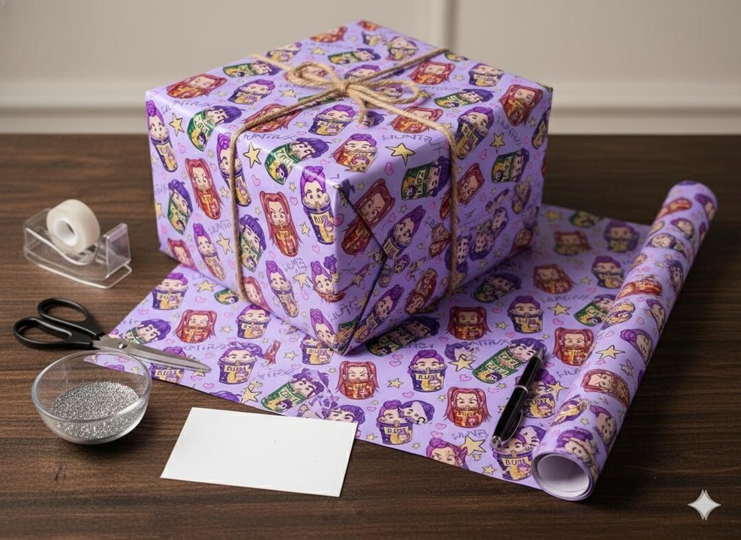 Huntrix Chibi Wrapping Paper, Kpop Demon Hunters Cute Gift Wrap, Cute ...