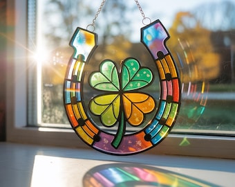 Hufeisen Suncatcher, Glücksbringer Suncatcher, Fensterbild Pferd, Geschenk Reiter, Pferde Geschenk, Hufeisen Reiter Geschenk, Geschenk für Pferdeliebhaber