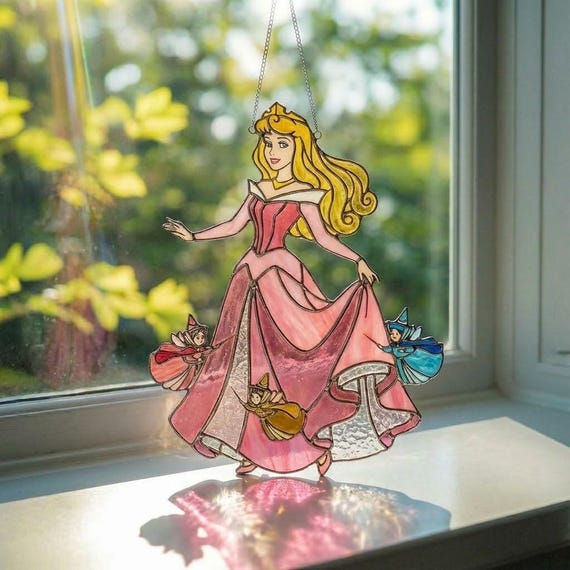 Disney Princess Aurora Suncatcher, Sleeping Beauty Acrylic Window Hanging, Princess Aurora Decor, Disney Home Decor for Girls