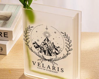 Jarrón de libros Velaris, Jarrón de la Ciudad Estelar Velaris, Jarrón acrílico inspirado en ACOTAR, Decoración de estantería Night Court, Jarrón de fantasía, Decoración de rincón de lectura