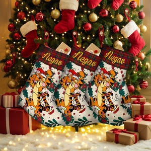 Personalized Winnie the Pooh Tigger Stocking, Disney Christmas Stocking, Stocking With Name, Christmas Decoration, Pooh Christmas Decor