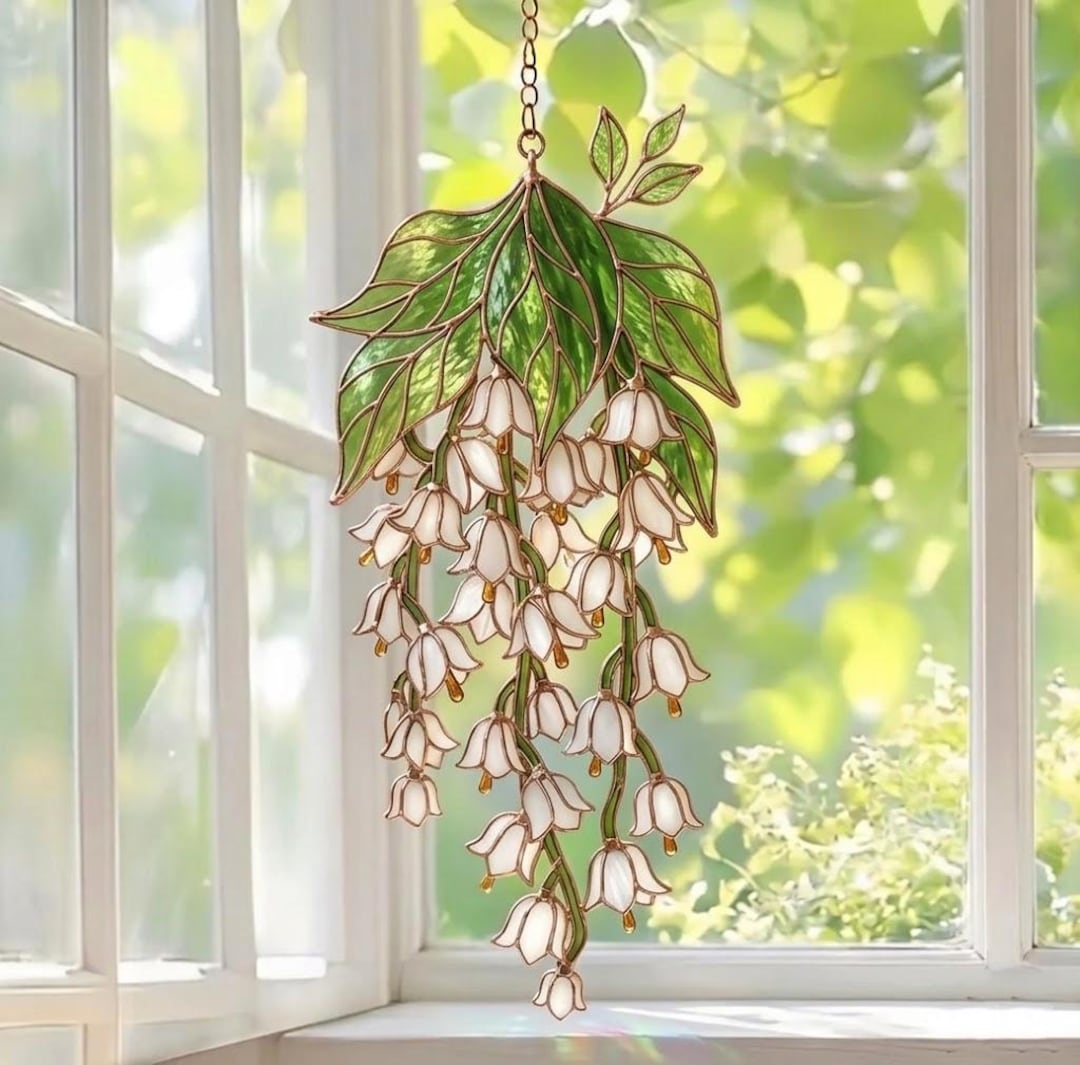 Lily of the Valley Acrylic Suncatcher, May Birth Flower Window Hanging ...