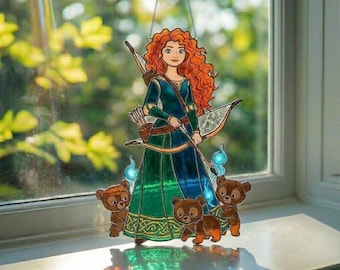 Disney Princess Merida Suncatcher, Merida Acrylic Window Hanging, Brave Princess Decor, Disney Home Decor for Girls