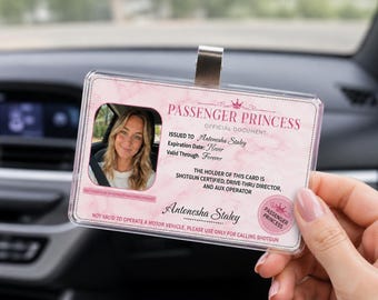 Custom Passenger Princess Card, Car Accessories, Car Decor Gift for Husband, Girlfriend Photo for Visor