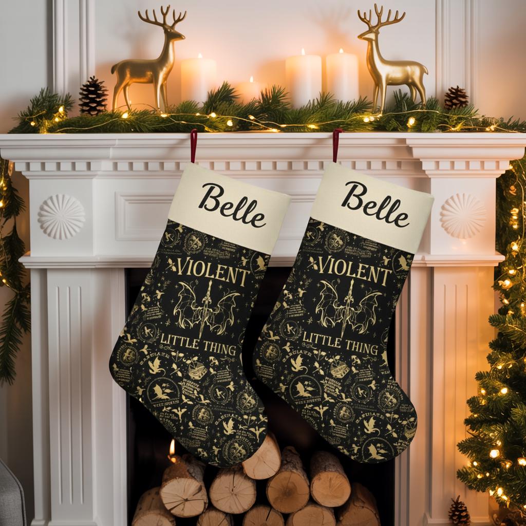 Discover Personalized Fourth Wing Christmas Stocking, Violent Little Thing, Basgiath War College, Rebecca Yarros Merch, Fantasy Book Lover Gift