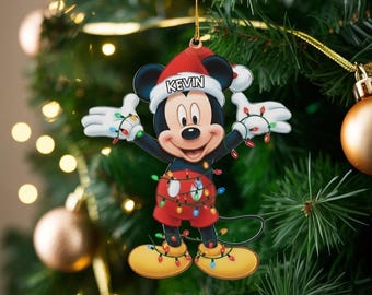 Personalized Mickey Mouse Christmas Ornament 2025, Custom Name Disney Ornament, Cute Disney Gift for Family, Holiday Tree Decor