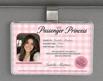 Personalisierter passagier Prinzessin Auto-Visierclip, kundenspezifischer Luxusfoto-Visierclip, Prinzessin Geschenk für Freundin Frau, Autozubehör für Ehemann